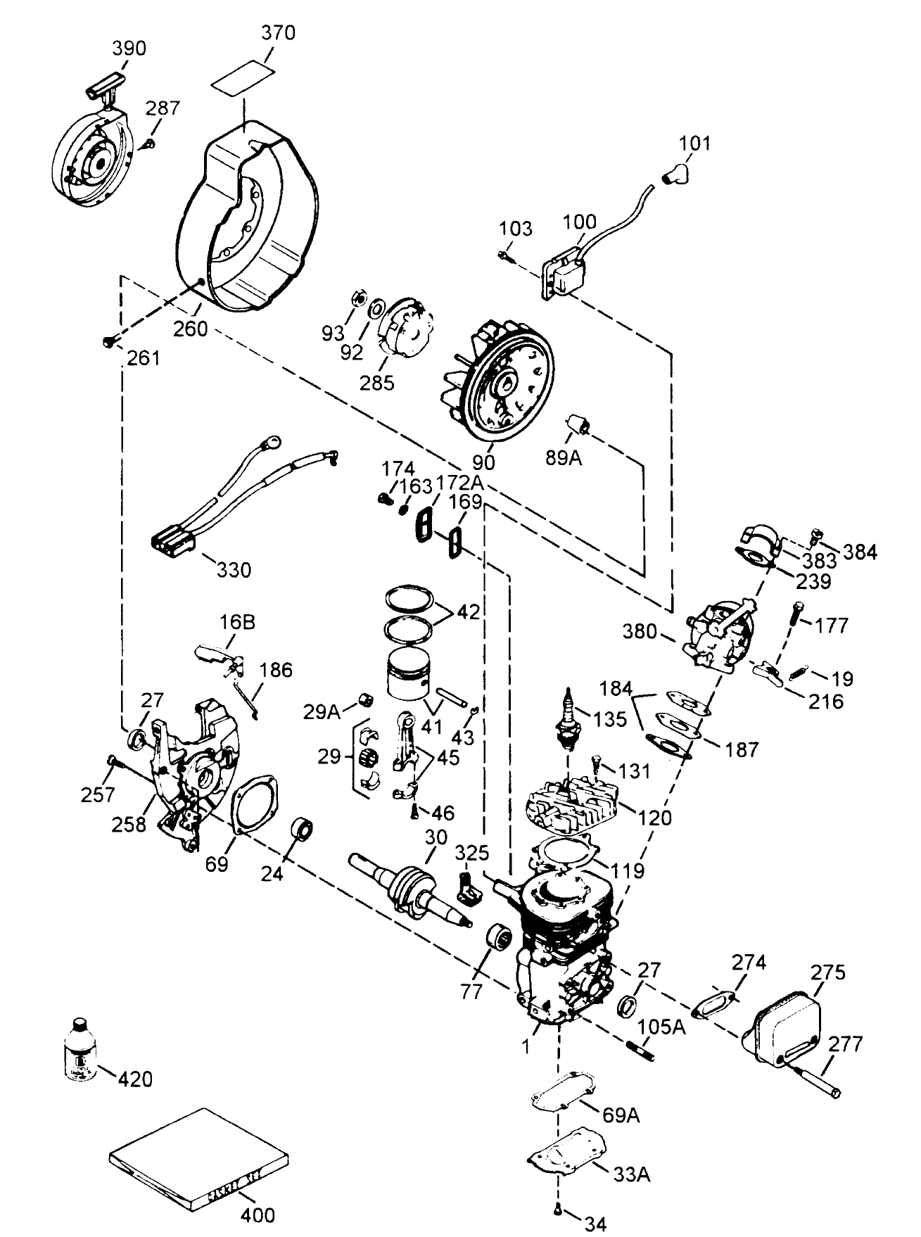 Engine Tecumseh Model No. Hsk600 Type 1668s (model 38170 Only)