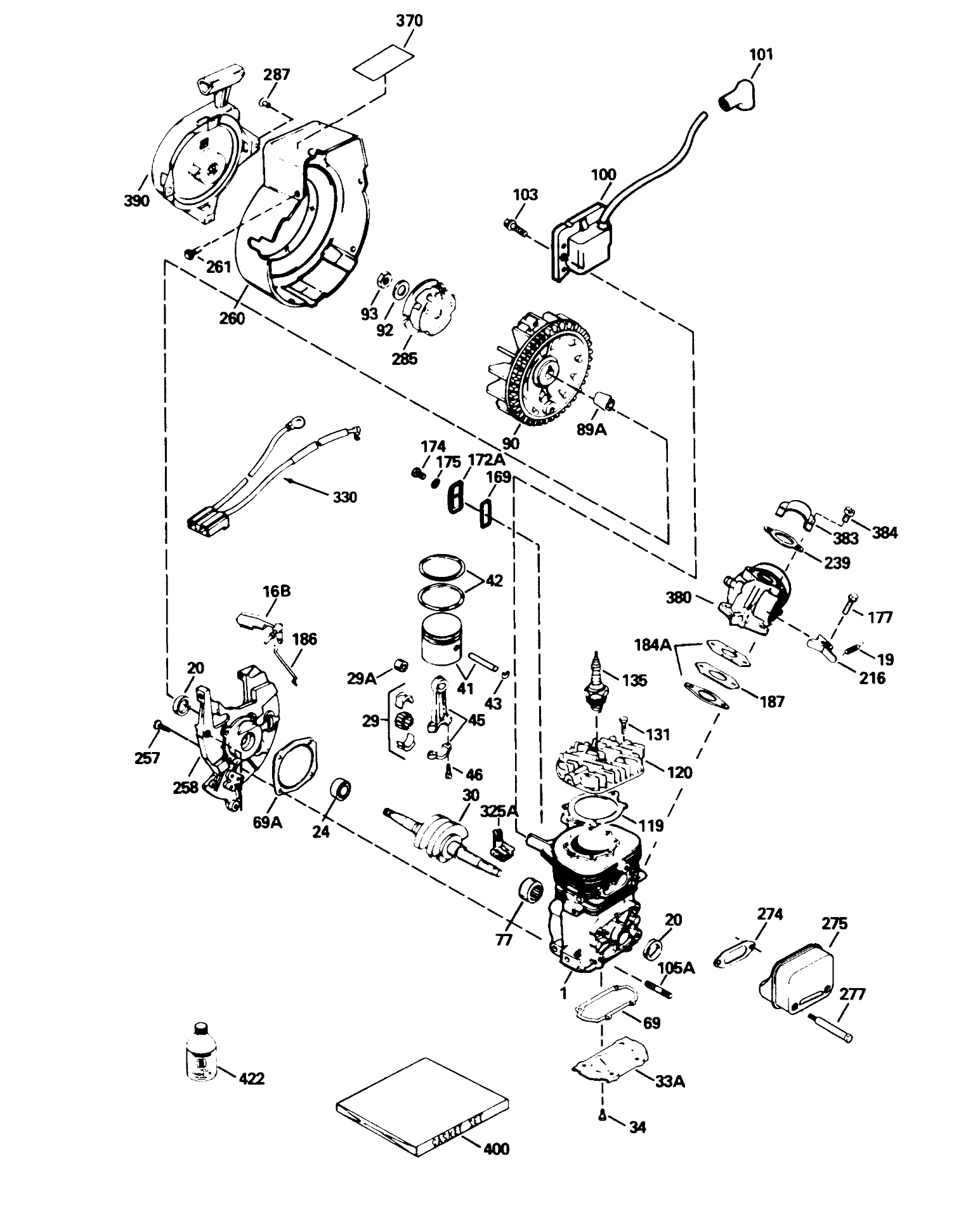 Engine Tecumseh Model No. Hsk600 Type 1669r (model 38175 Only, Serial #4900101 Thru 4906609)