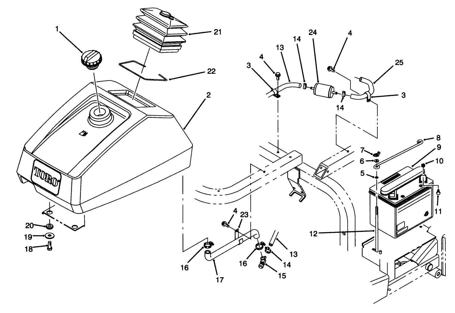 Fuel Tank & Battery Assembly