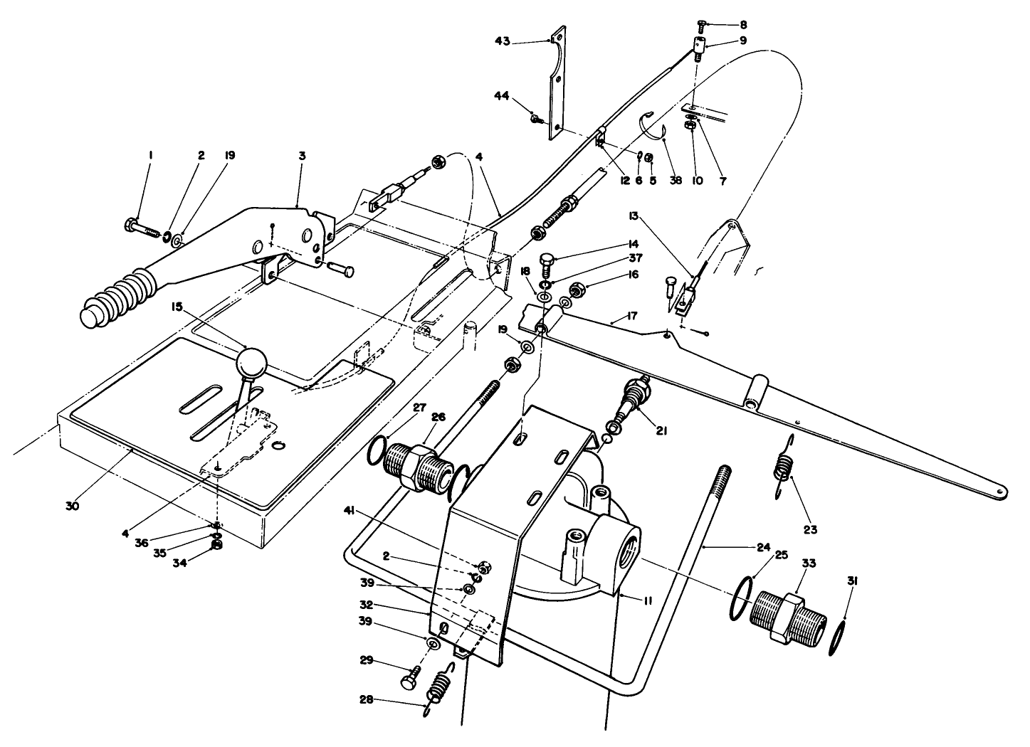 Parking Brake, Throttle & Oil Filter Assembly