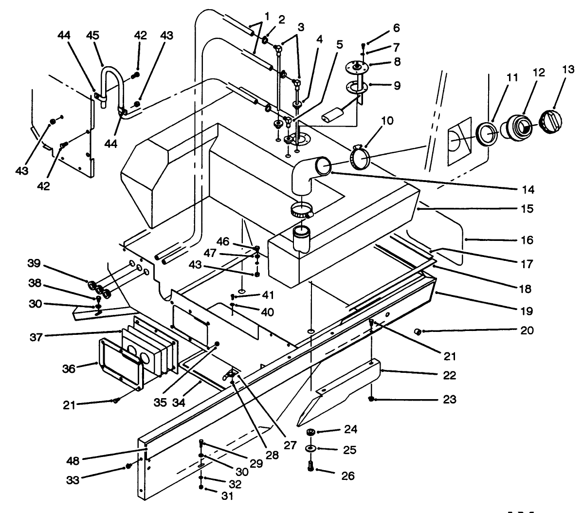 Fuel Tank & Lower Body Assembly Used On Serial No. 40001 Thru 40499