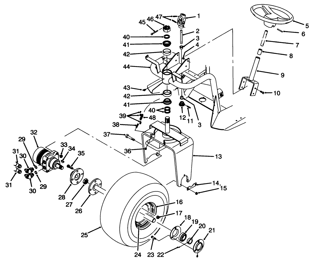 Front Wheel & Steering Assembly
