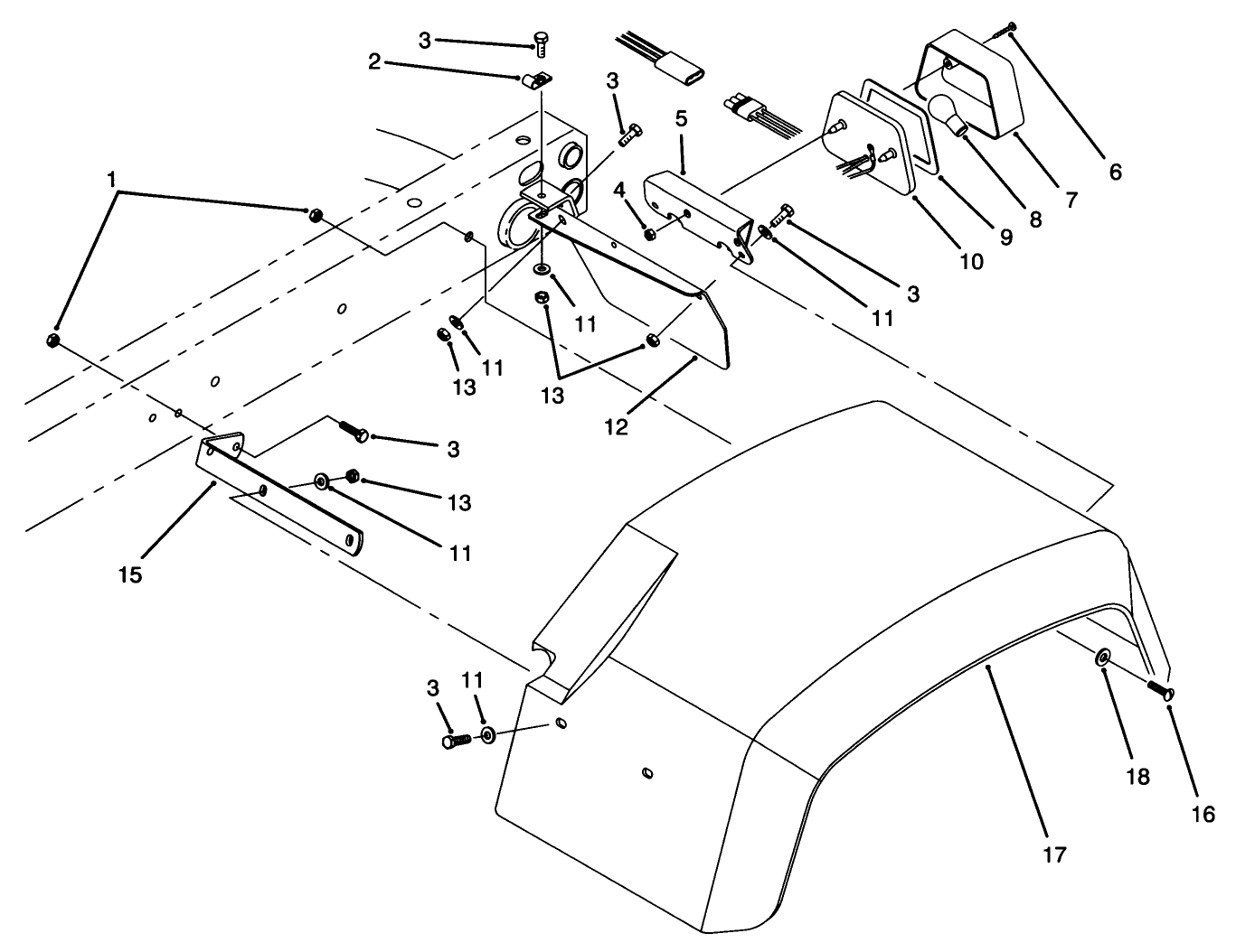 Rear Fender & Tail Light Assembly