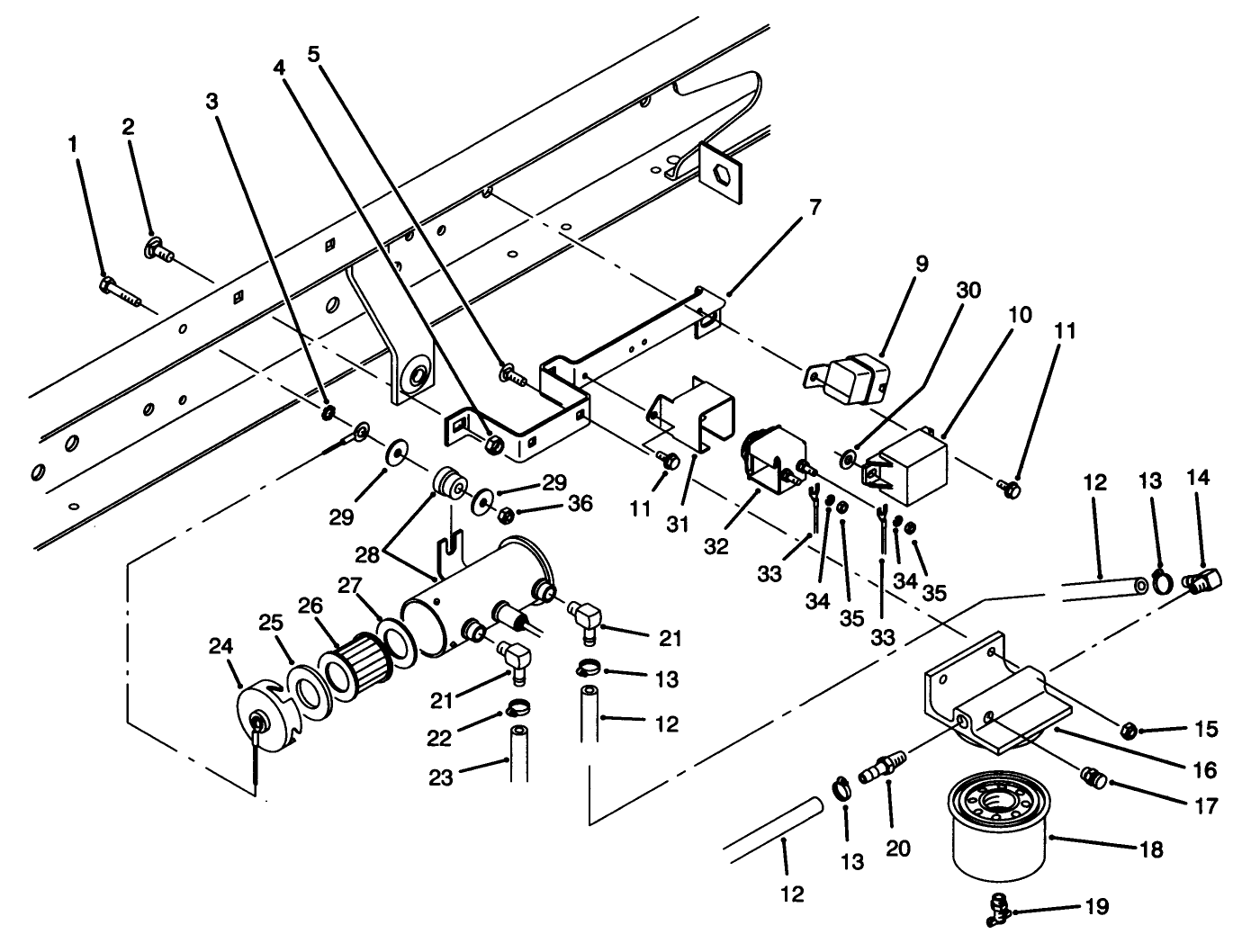 Fuel Filter, Pump & Relay Mounting
