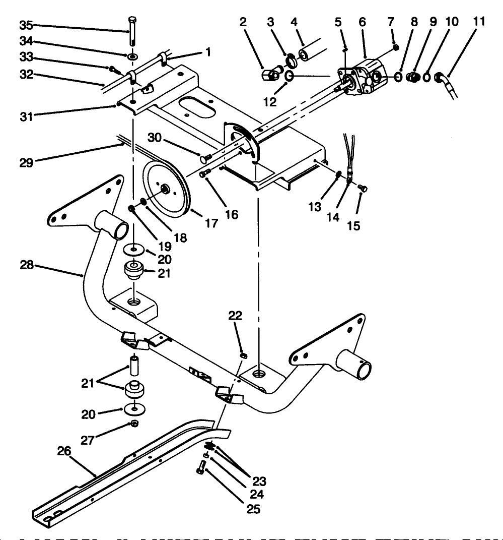 Engine Frame & Hydraulic Pump Drive Assembly