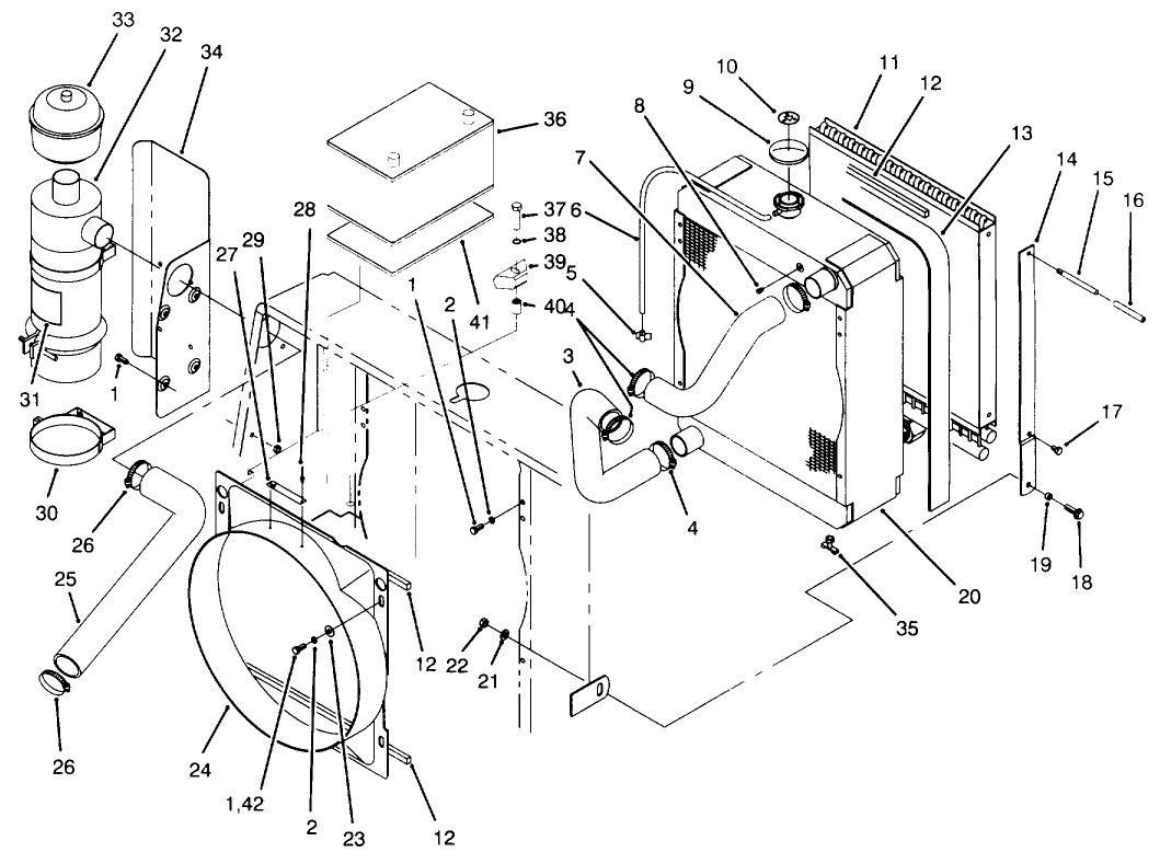 Radiator, Oil Cooler & Air Cleaner Assembly