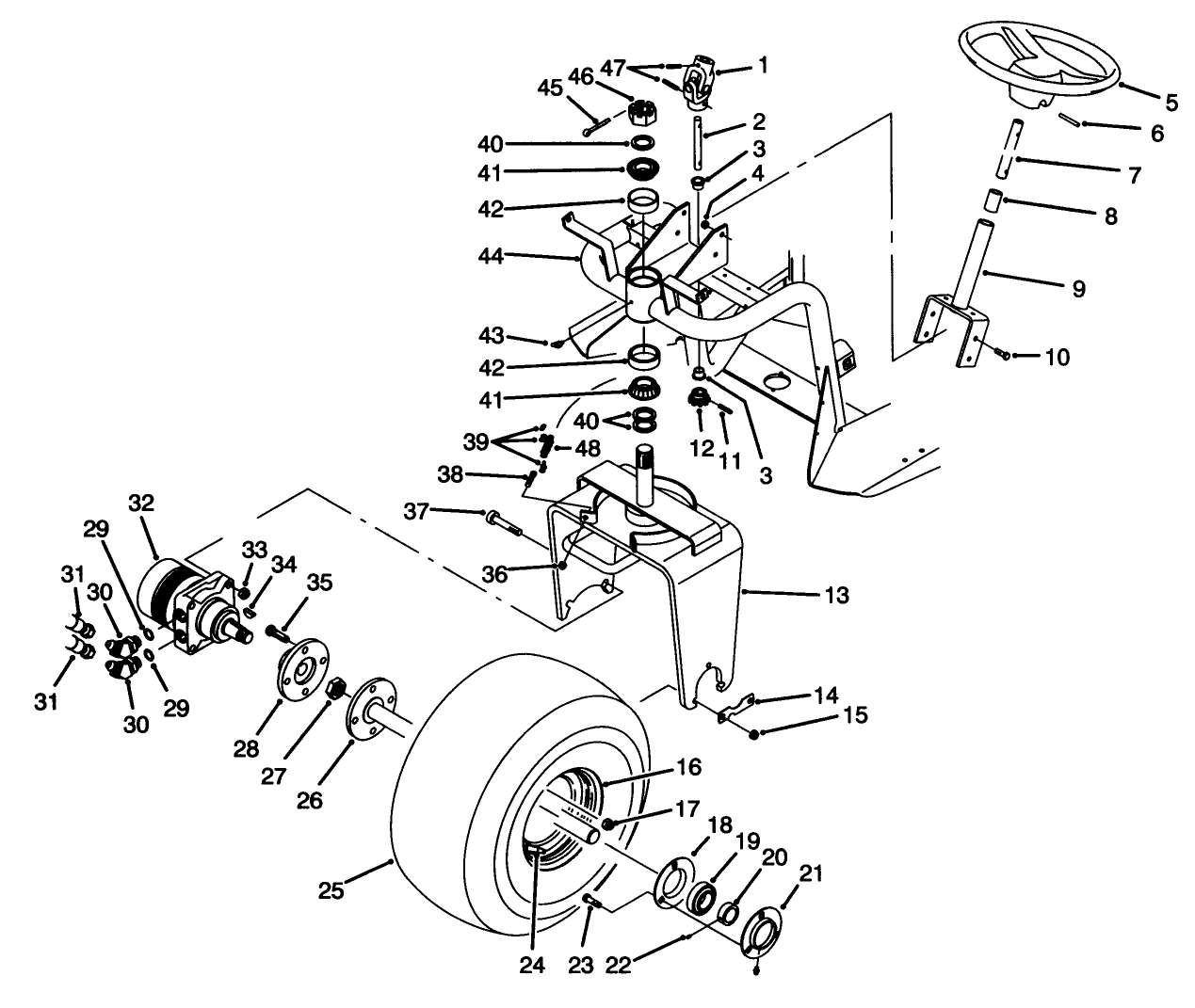 Front Wheel & Steering Assembly