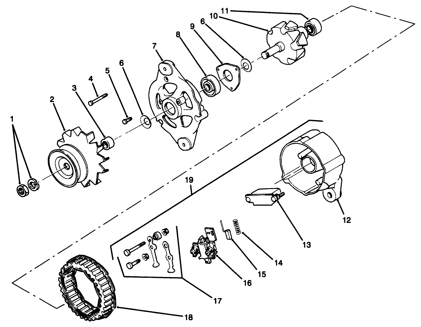 ALTERNATOR ASSEMBLY NO. 86-6400 (Used On Engine Serial No. 159074 & Up)