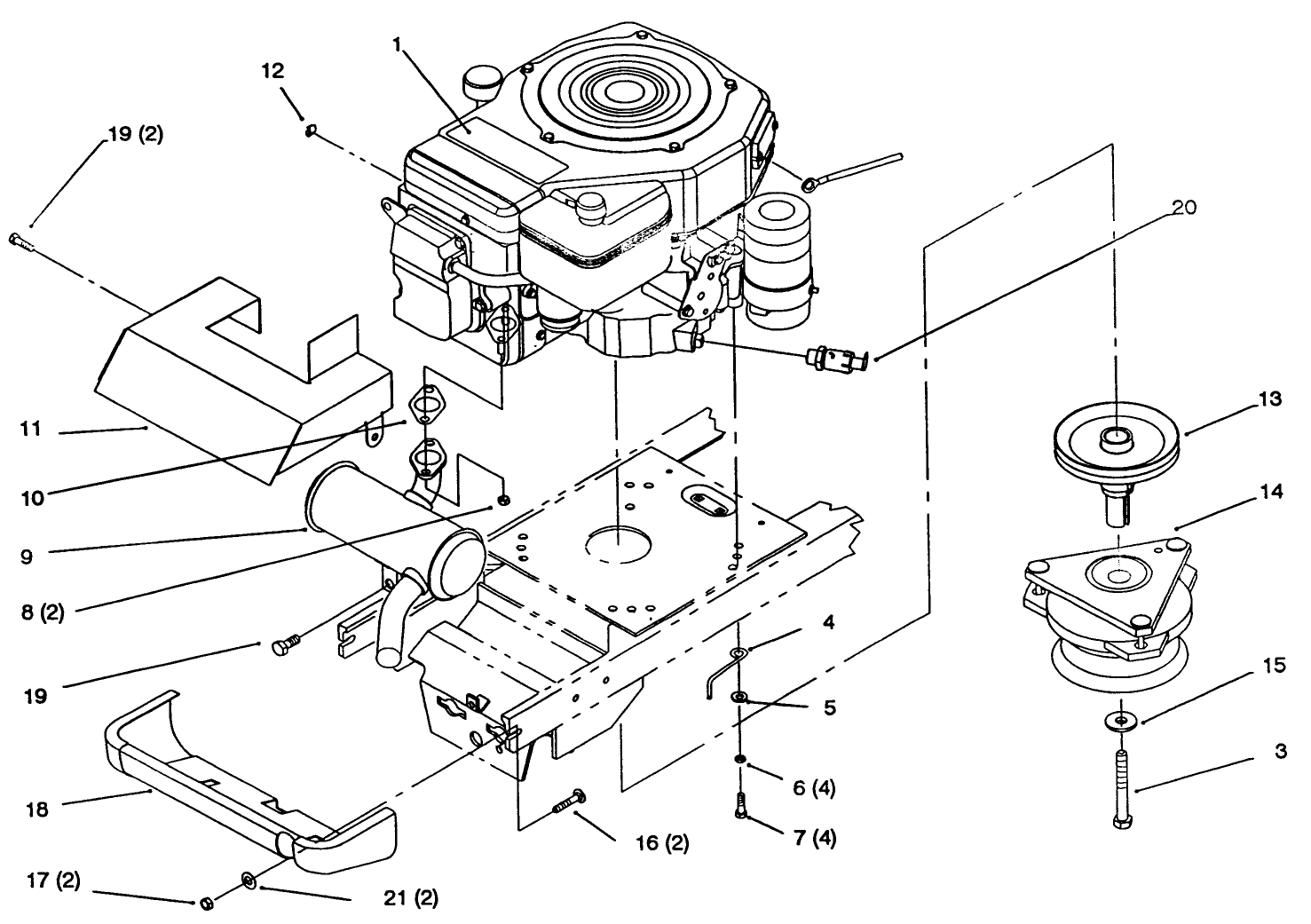 Single Cylinder Engine, Muffler, And P.t.o.