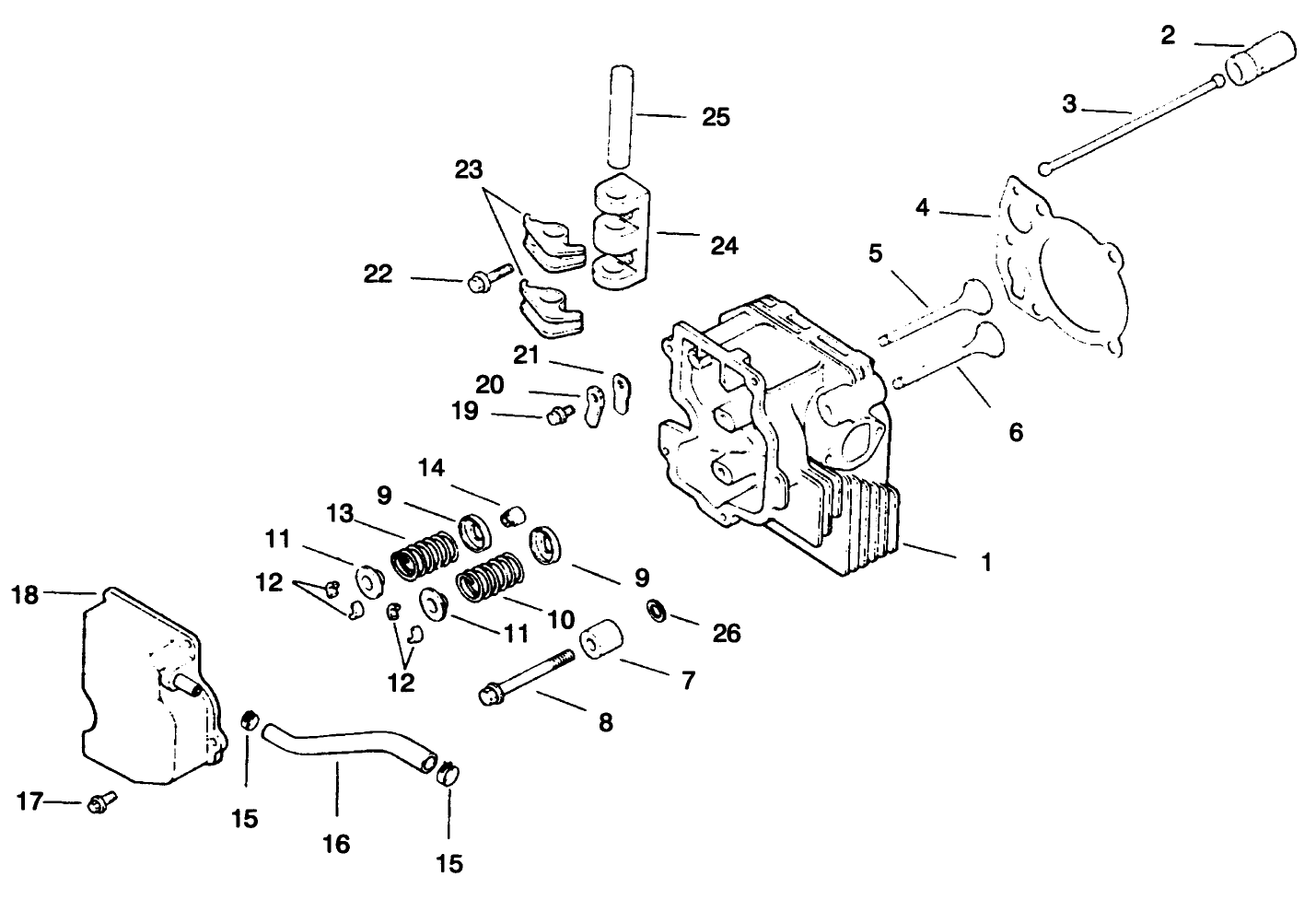 Cylinder Head/valve/breather-Engine Kohler Model No. Cv12.5t-1254