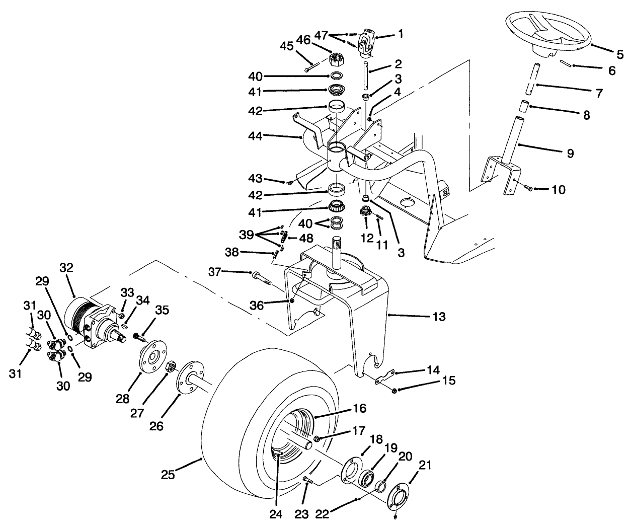 Front Wheel & Steering Assembly