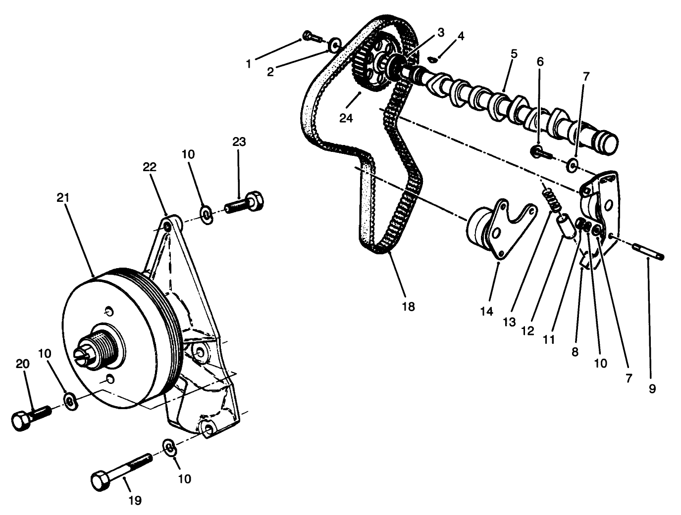 Camshaft and Fan Support Assembly
