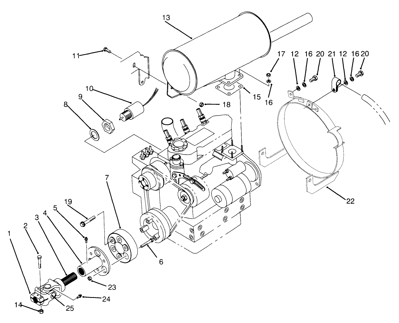 Muffler & Pump Drive Assembly