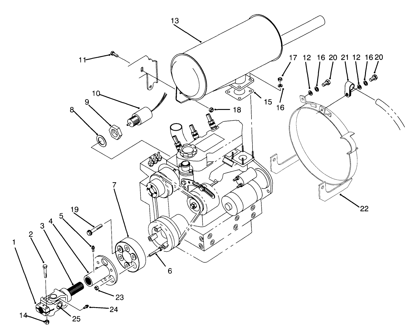 Muffler & Pump Drive Assembly