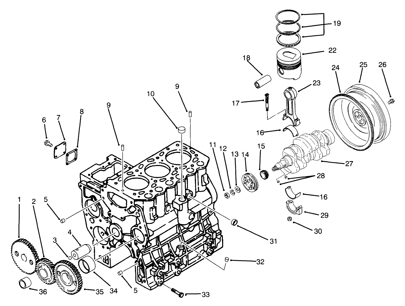 Timing Gear, Piston, Flywheel & Crankshaft