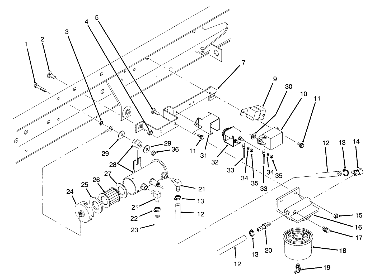 Fuel Filter, Fuel Pump & Relay Mounting