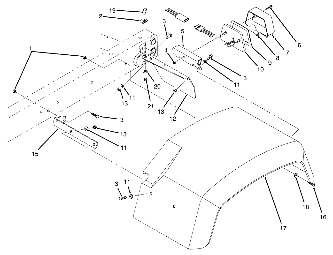 Rear Fender & Tail Light Assembly