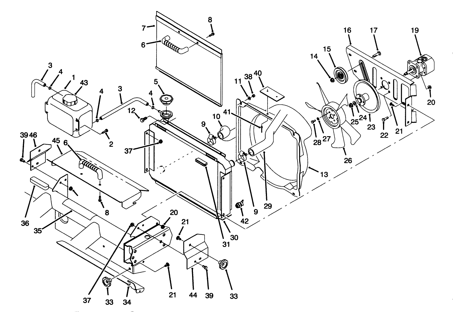 Radiator & Hydraulic Pump Assembly