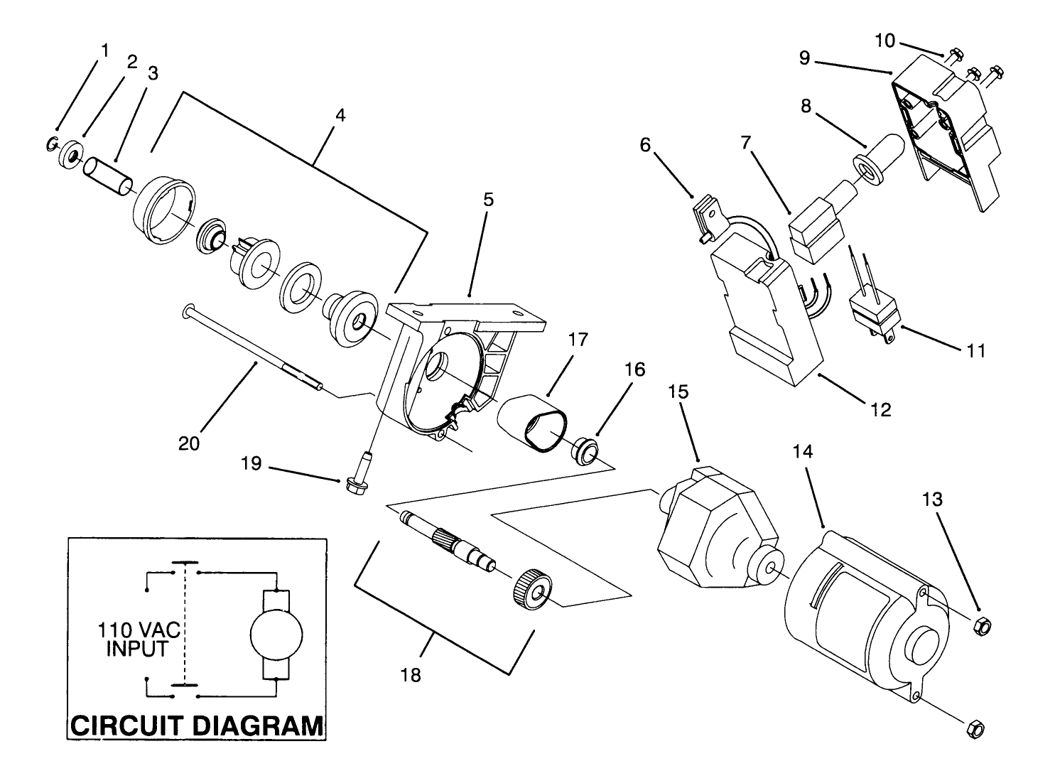 Starter Motor & Switch Housing Assembly