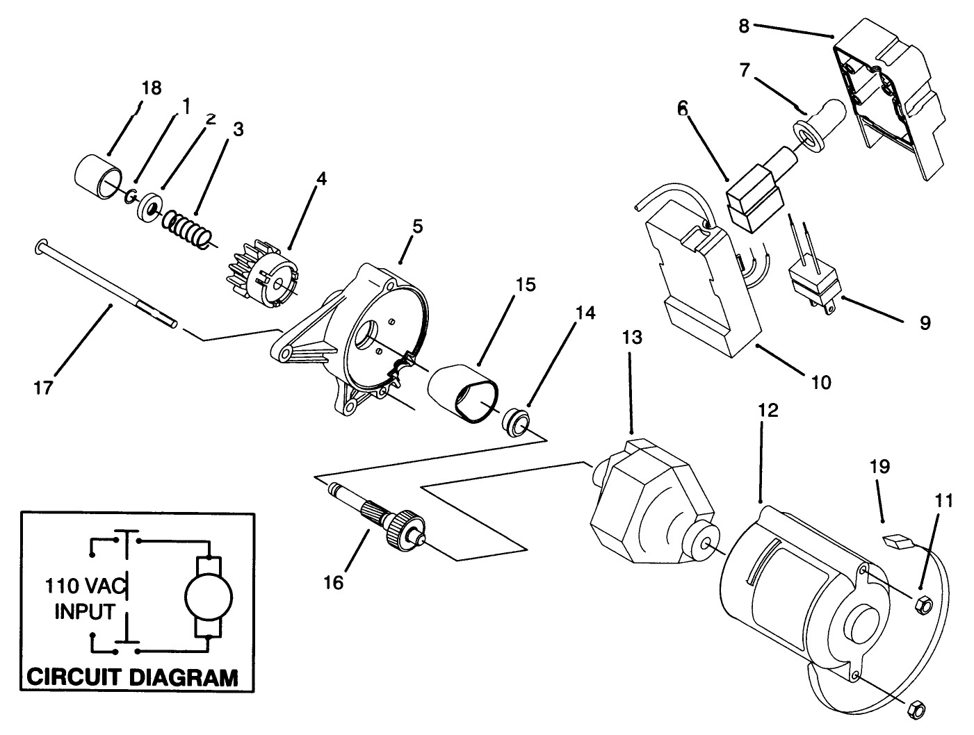 Starter Motor Assembly & Switch Housing (model 38176 Only)