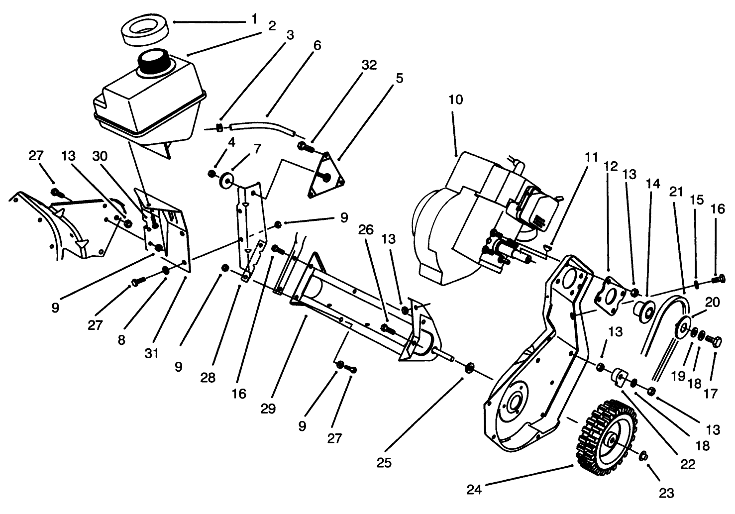Engine & Frame Assembly Model 38190 (recoil)