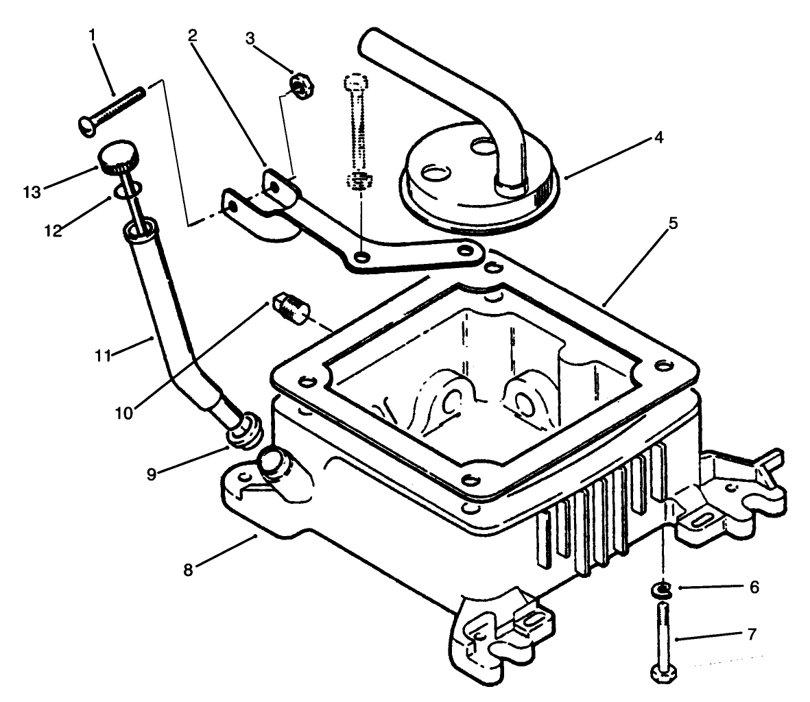 Oil Fill Tube, Bracket & Base