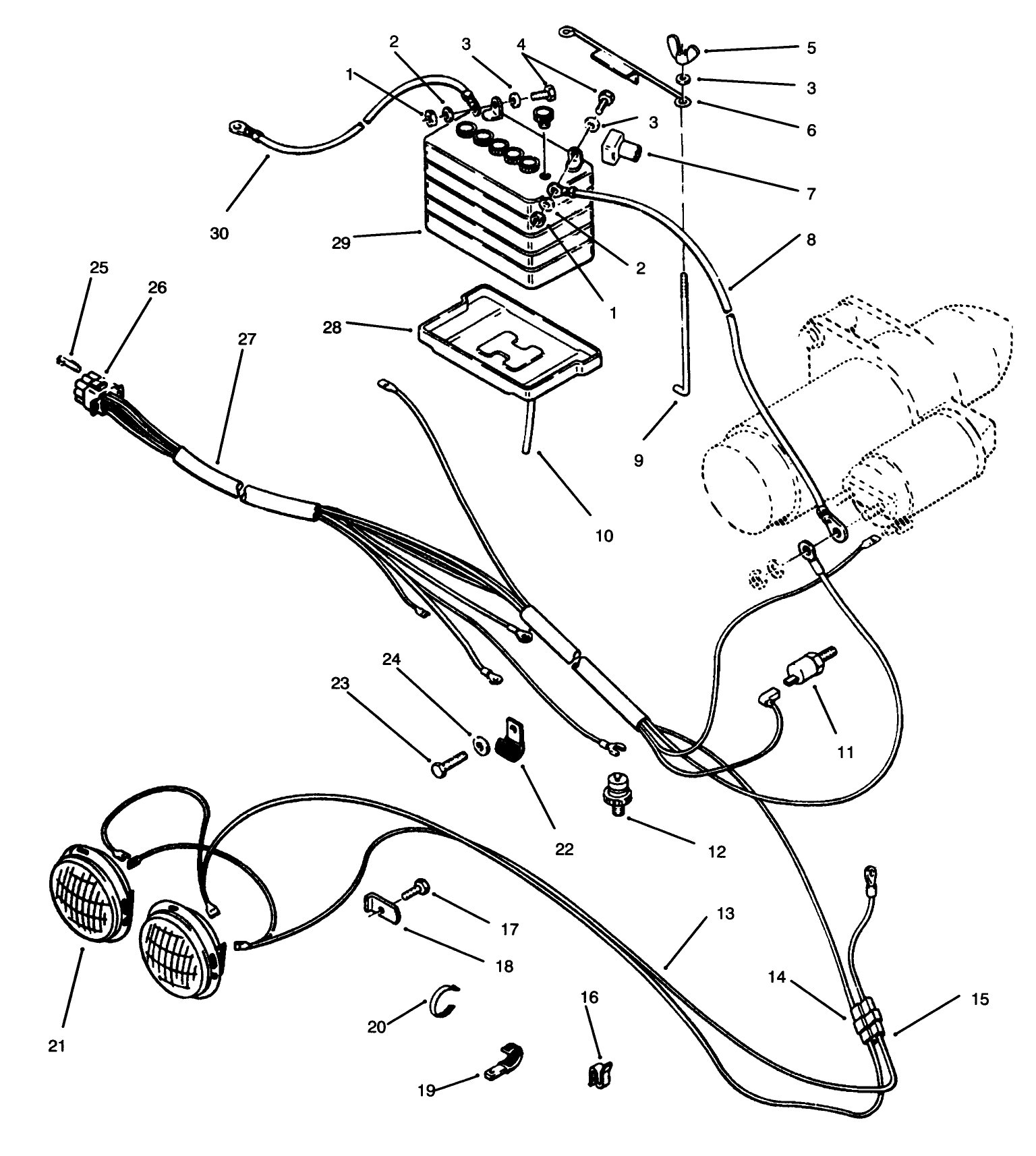 Battery & Headlights Assembly