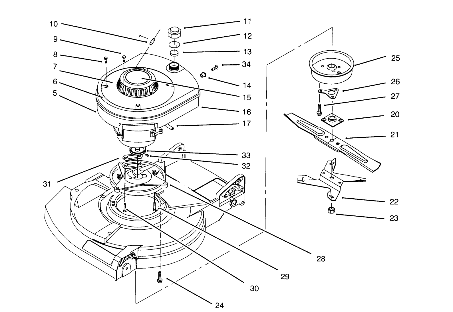 Engine, Fuel Tank & Blade Assembly