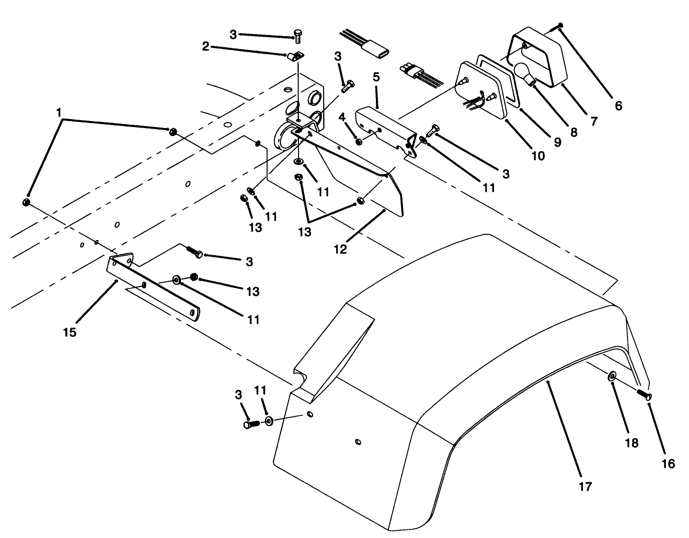 Rear Fender & Tail Light Assembly