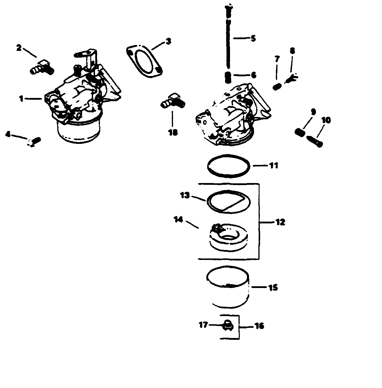 Carburetor-Engine Kohler Model No. M16qs Spec No. 711563