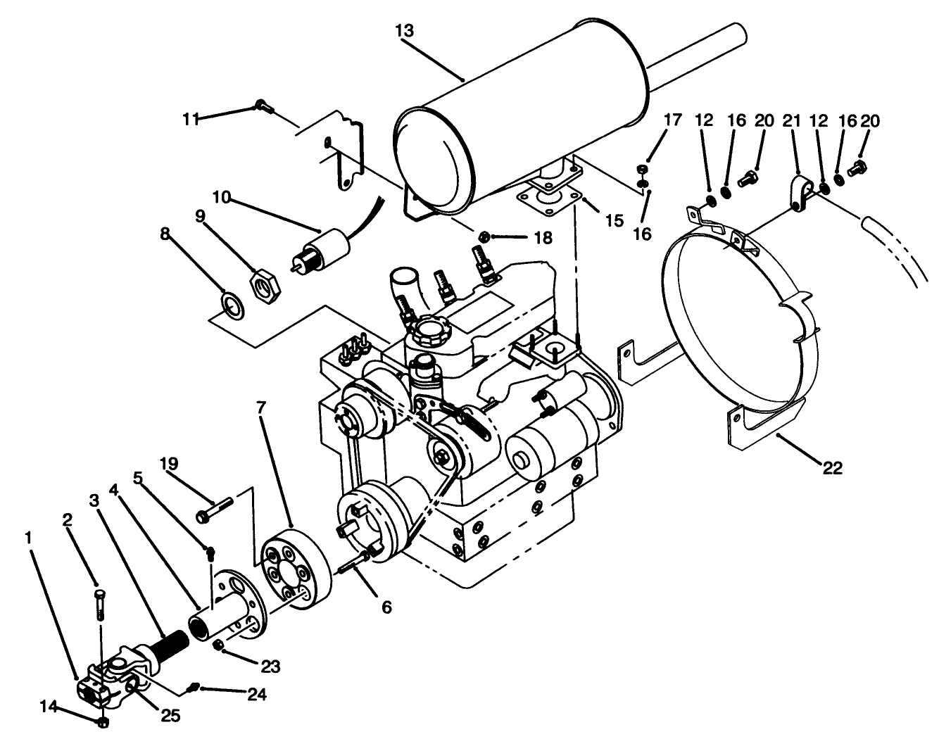 Muffler & Pump Drive Assembly