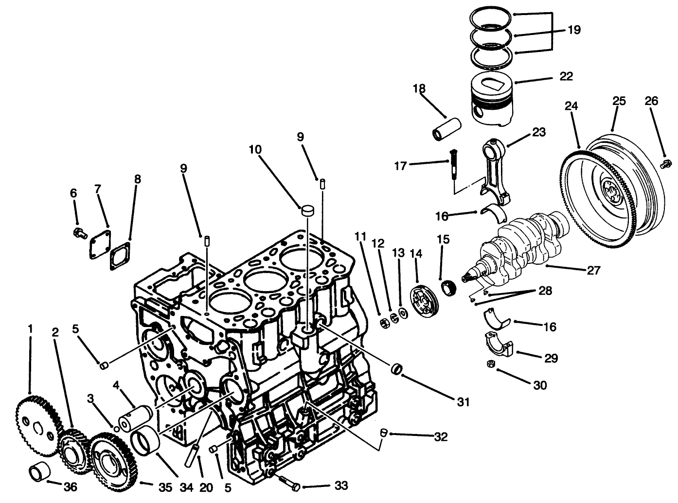Timing Gear, Piston, Flywheel & Crankshaft