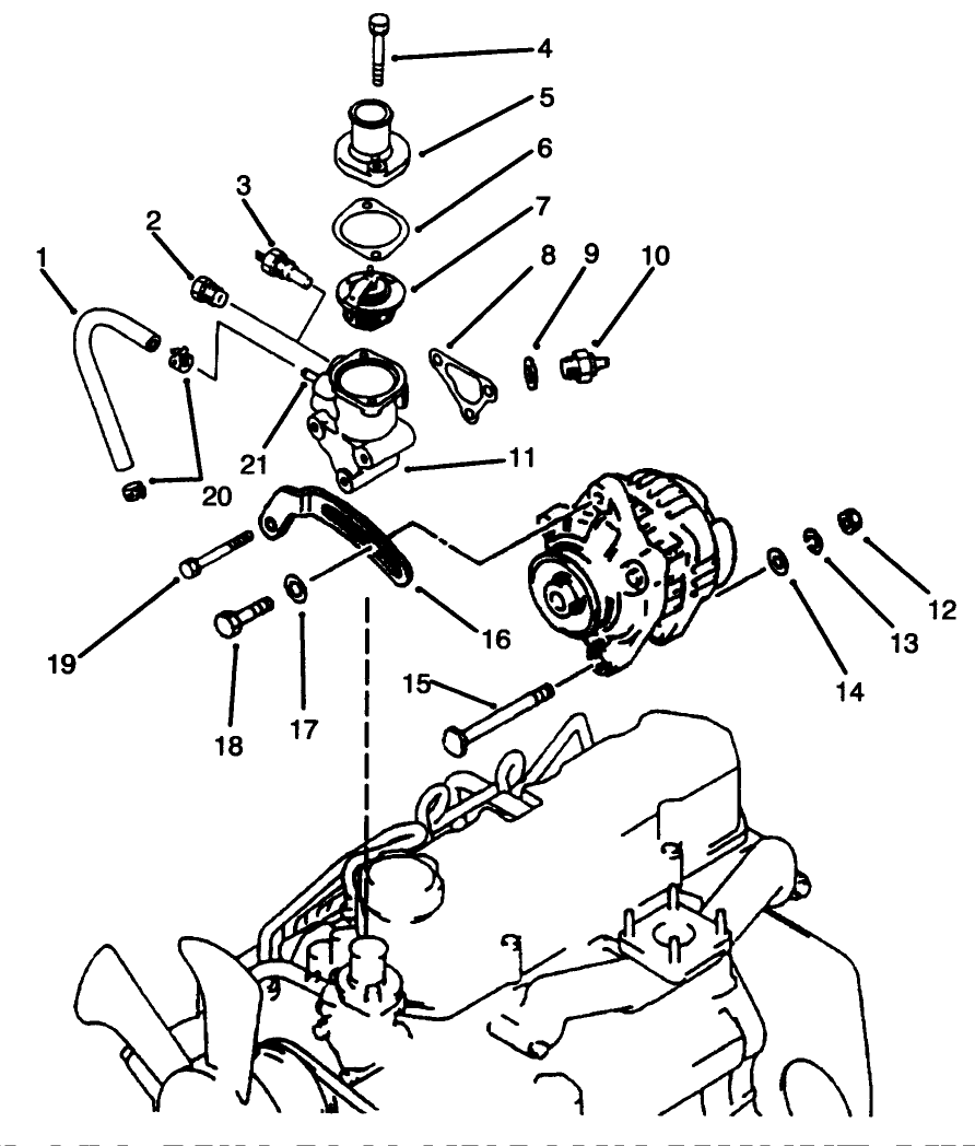 Thermostat And Alternator Mount Assembly
