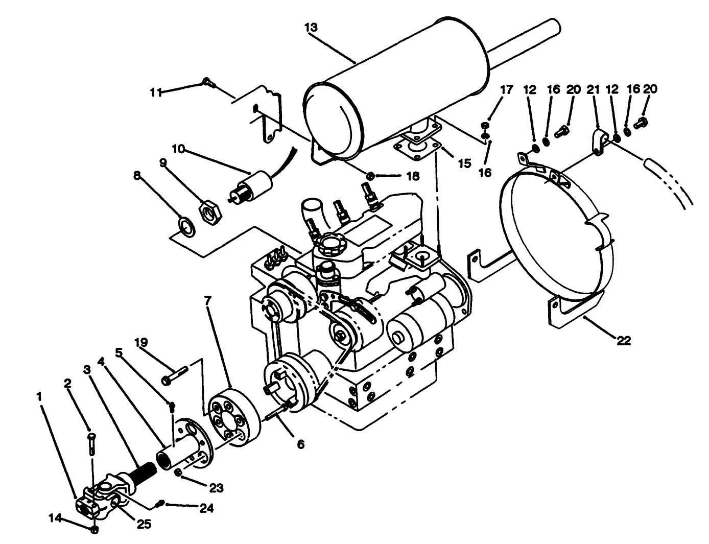 Muffler & Pump Drive Assembly