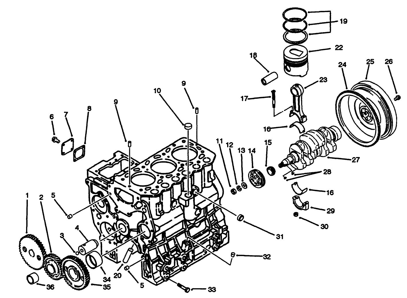 Timing Gear, Piston, Flywheel & Crankshaft