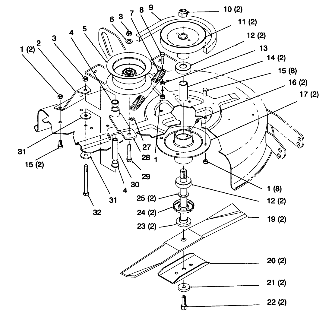 Blade Spindle Belt And Idler Pulley