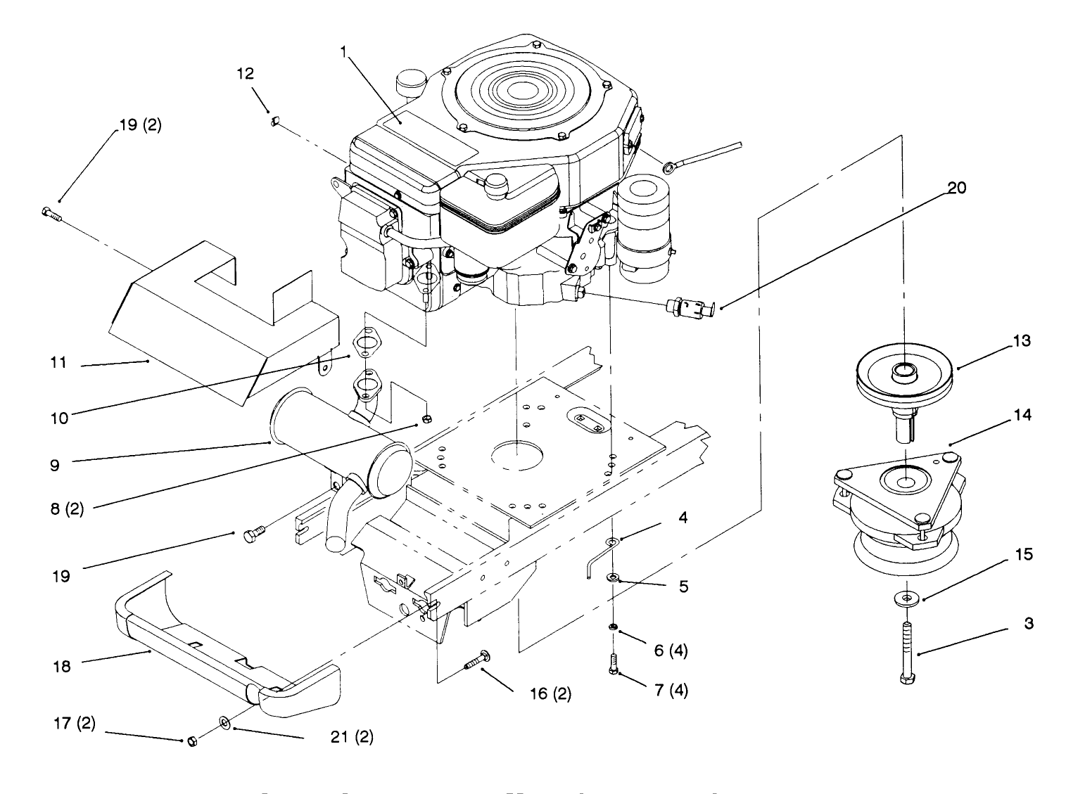 Single Cylinder Engine, Muffler, And P.t.o.