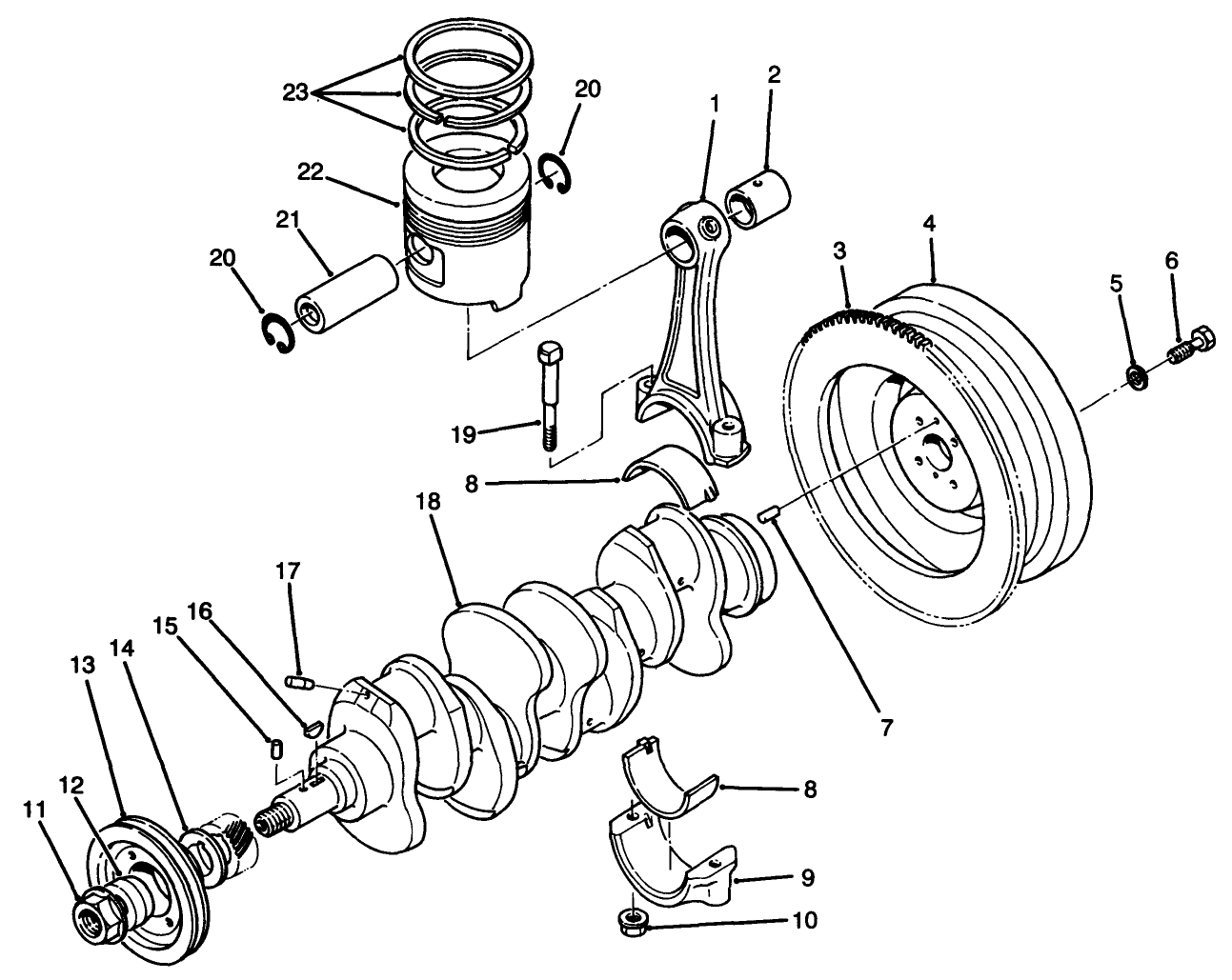 Piston, Connecting Rod Crankshaft & Flywheel