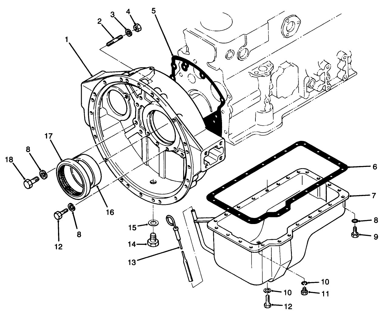Flywheel Housing & Oil Pan Assembly