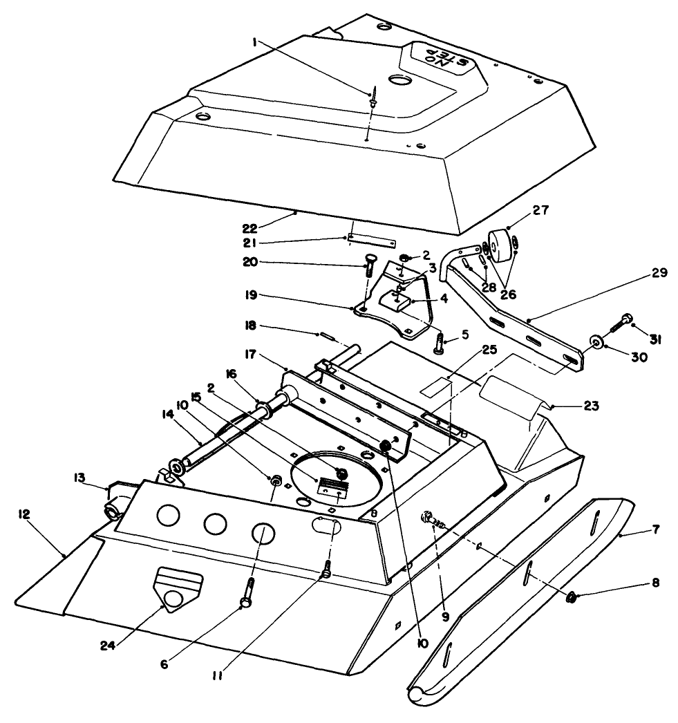 Center Deck Model No. 30592 Left Wing Assembly