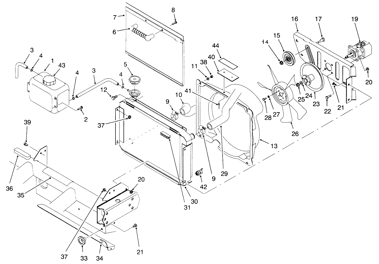Radiator & Hydraulic Pump Assembly