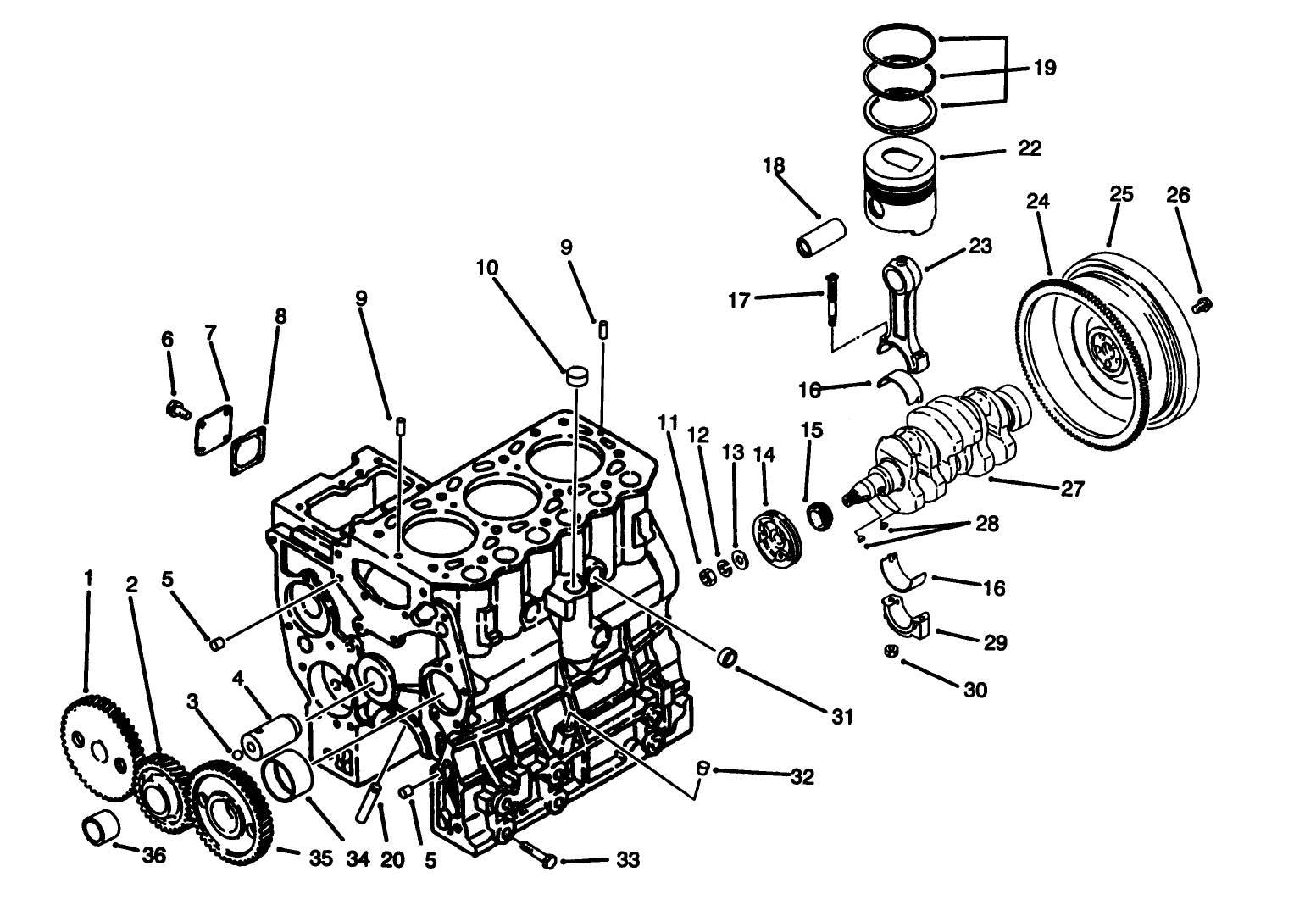 Timing Gear, Piston, Flywheel & Crankshaft