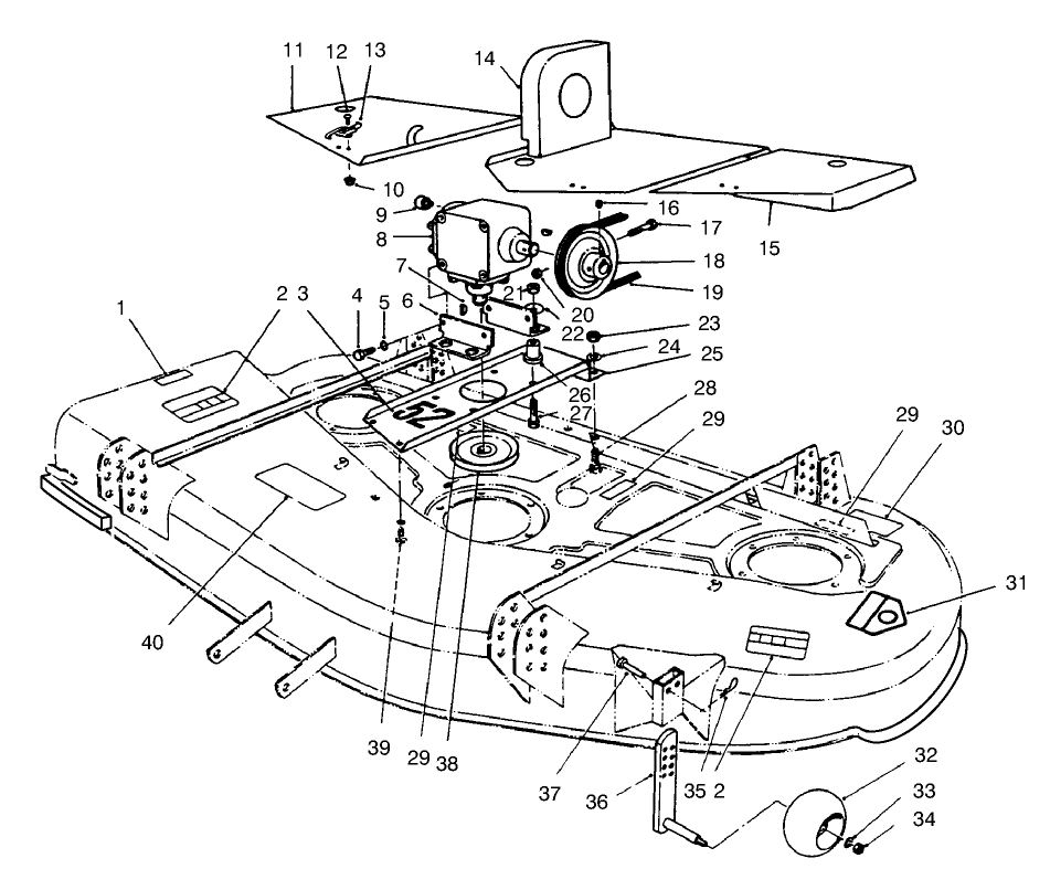 Deck, Covers, Gear Box, Gage & Wheel