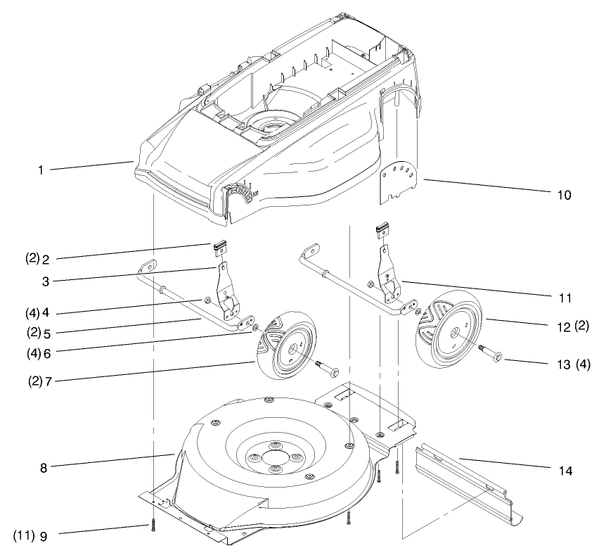 Deck, Liner And Wheel Assembly