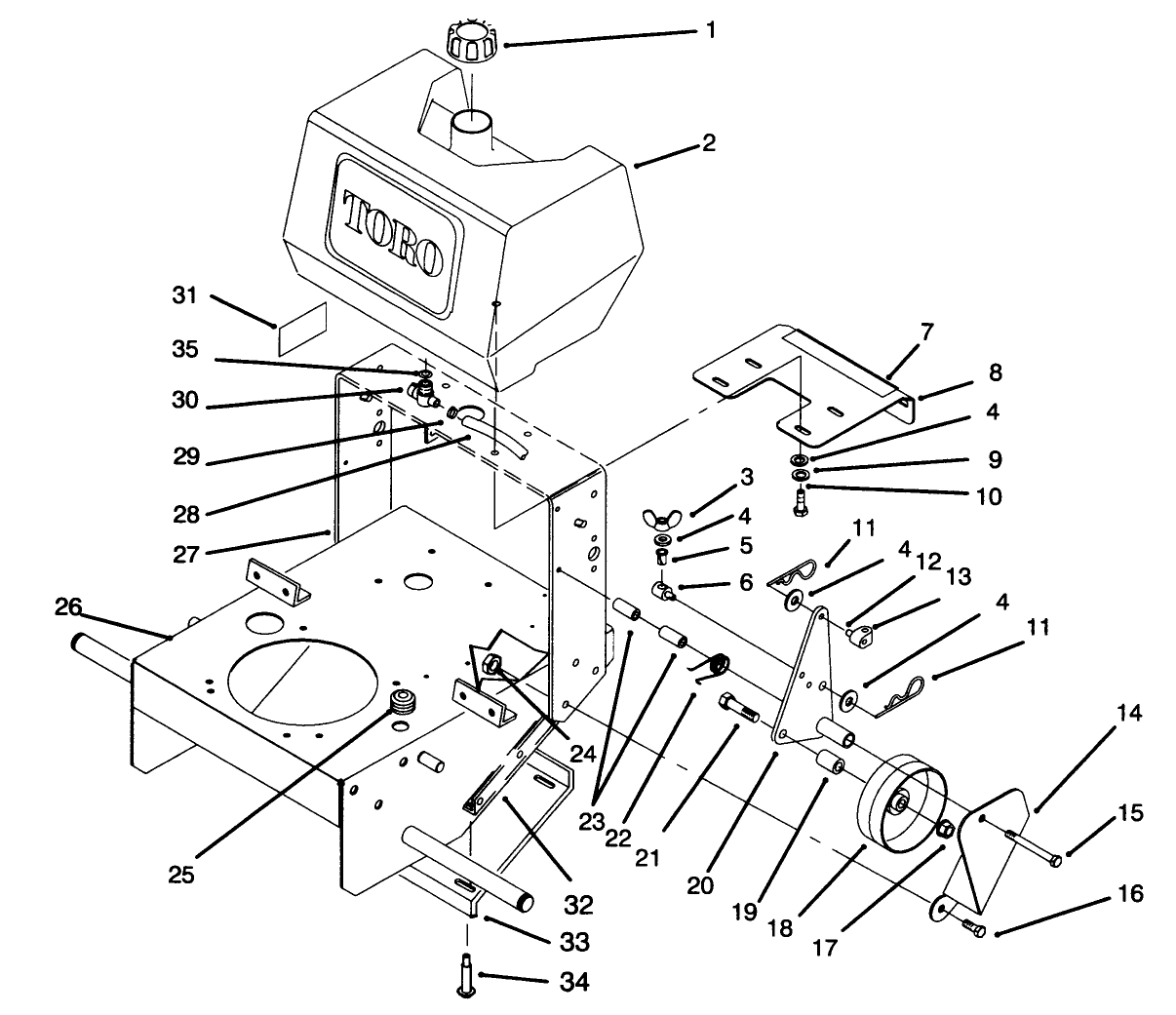 Frame, Fuel Tank And Wheel Drive Idler