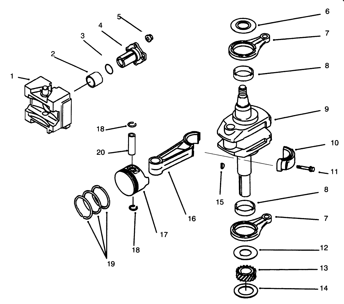 Piston/crankshaft