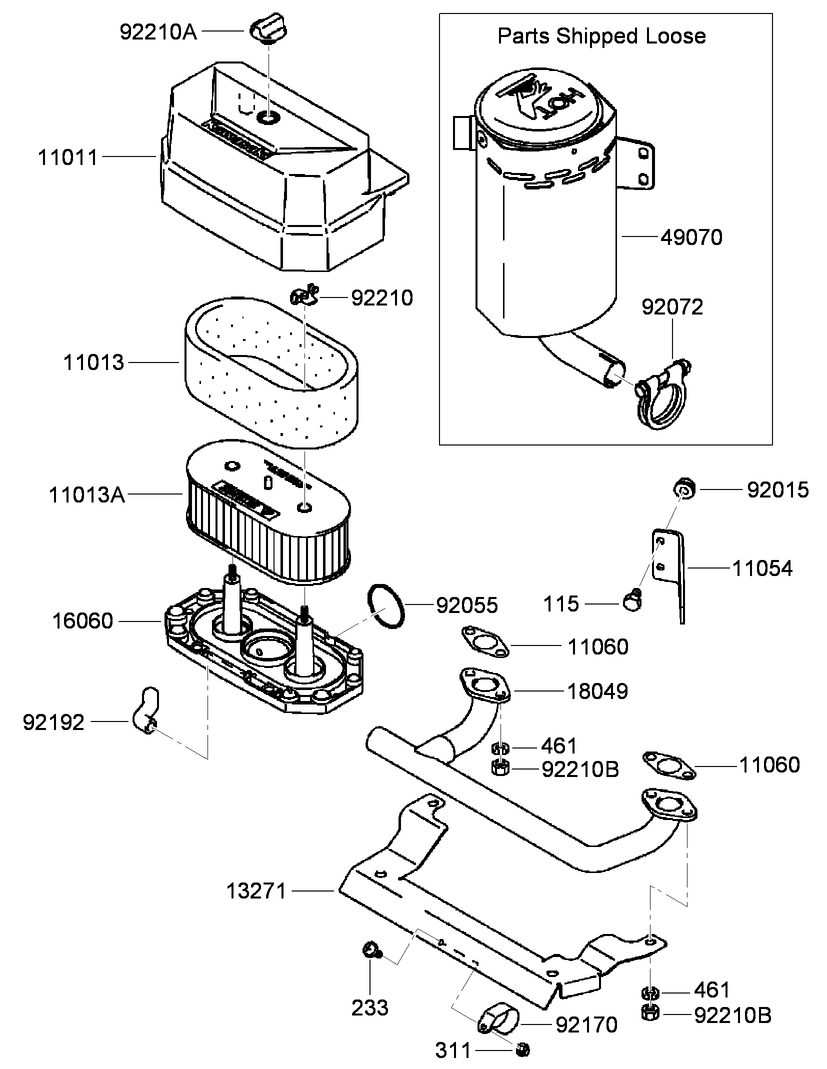 Air Filter and Muffler Assembly