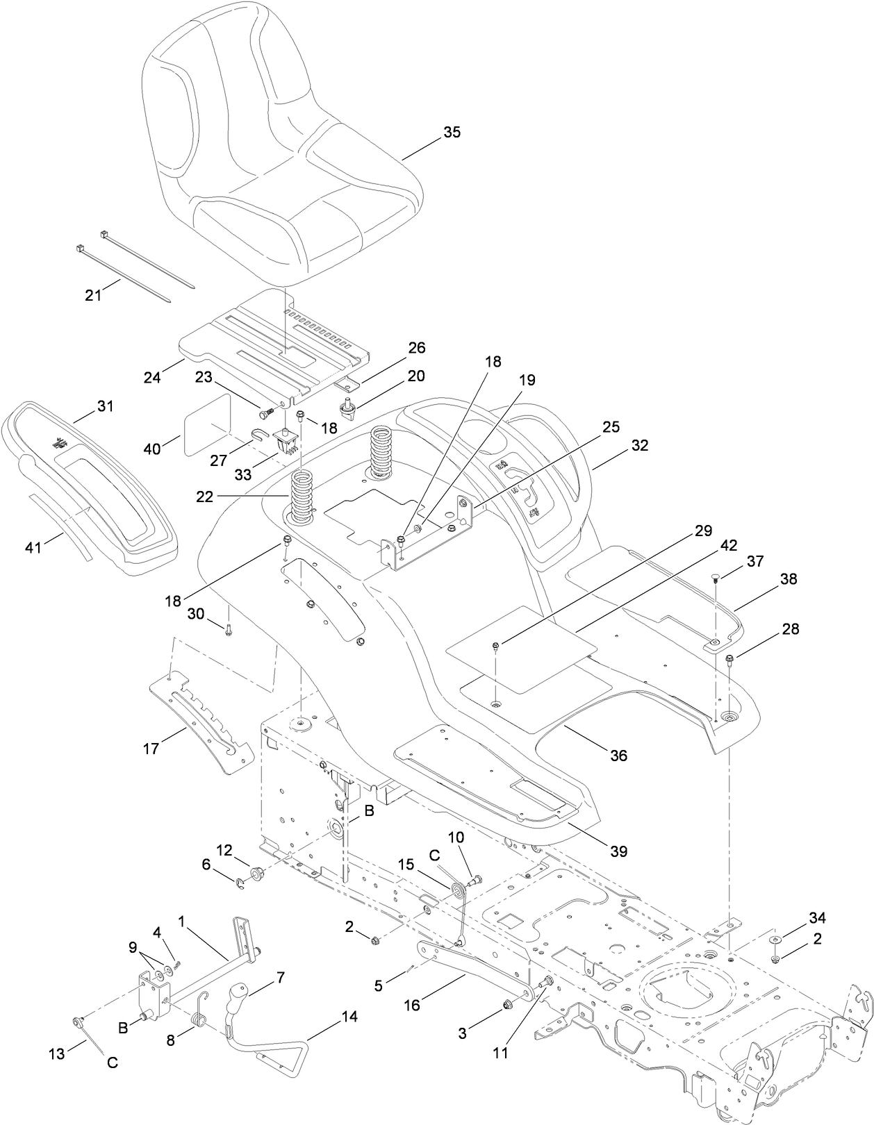 Seat, Fender and Deck Lift Assembly