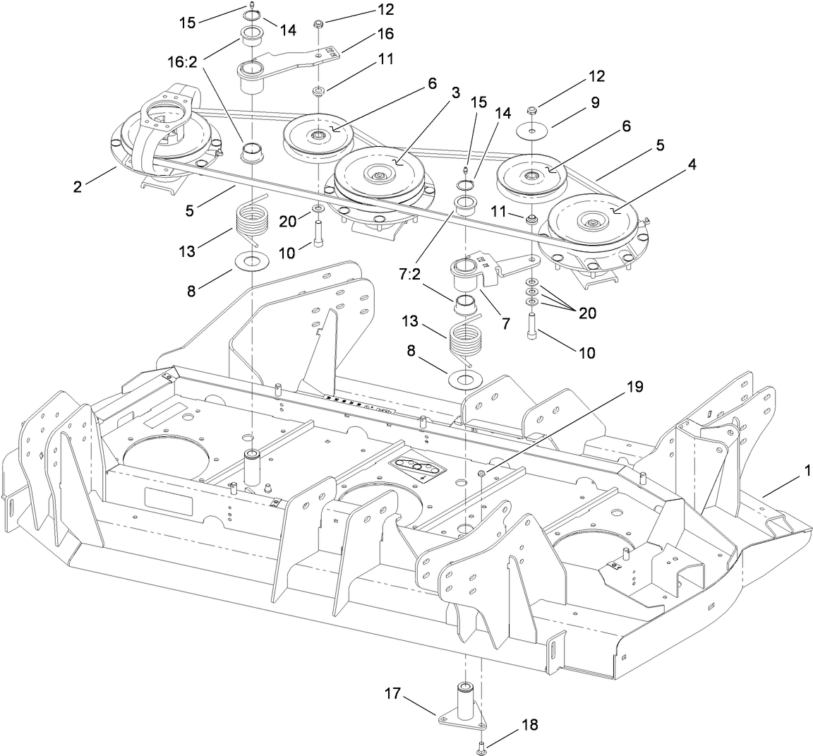 Right Deck Belt and Pulley Assembly