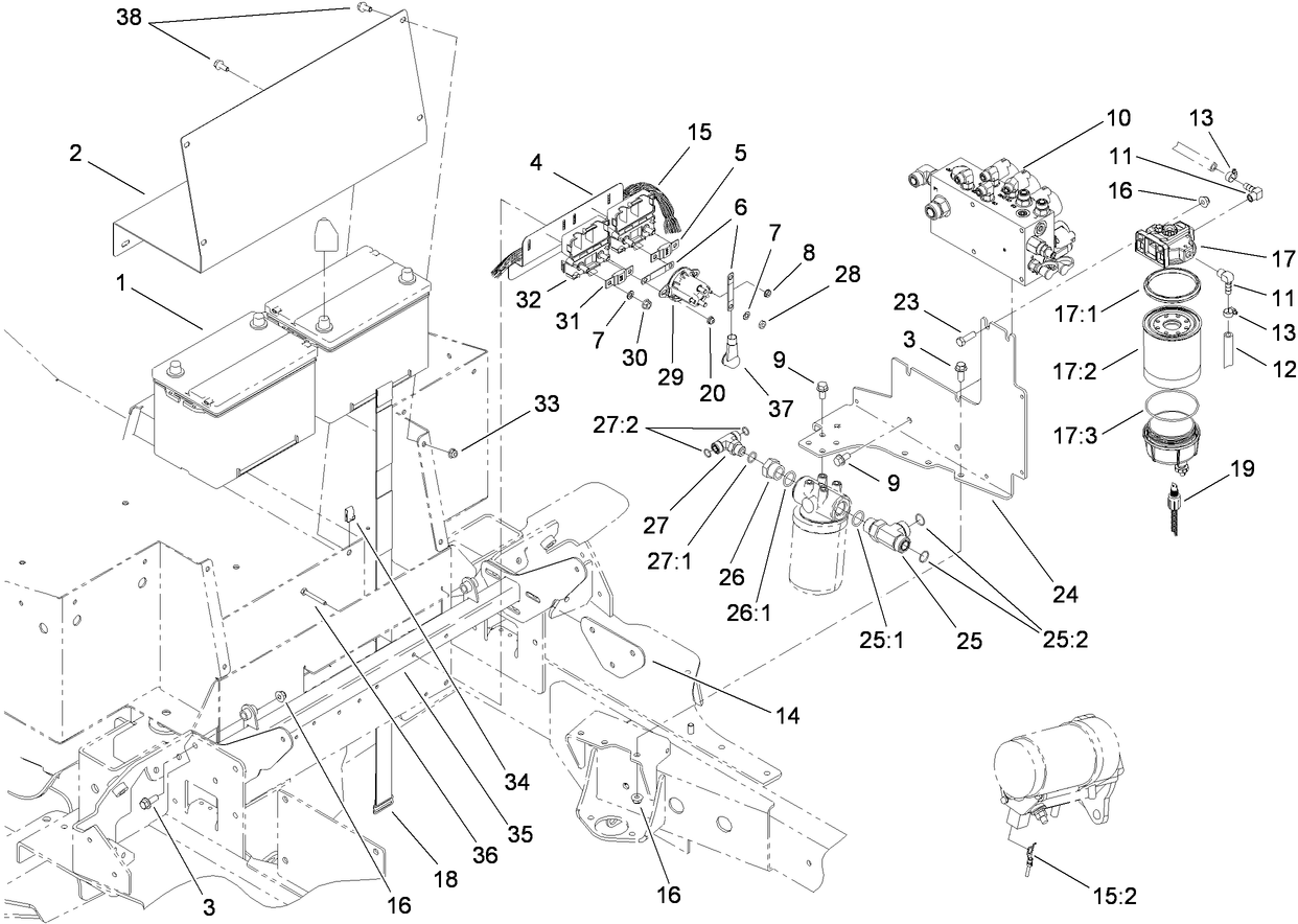Battery and Lift Manifold Assembly